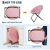 Oversized Saucer Chair – Soft Plush Fabric Reading Lounger for Adults, Stable X-Large Metal Frame Foldable Accent Lazy Chair - 4 of 4