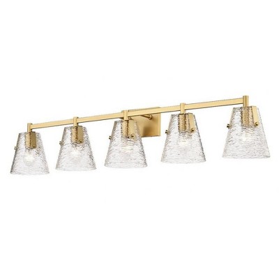 Analia Modern Gold 5-Light Vanity with Clear Ribbed Glass Shades