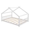 Twin/Full Size Wood House Platform Bed, White/Gray/Espresso, 4L -ModernLuxe - 4 of 4