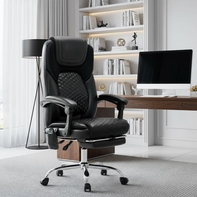 Ora Maison Massage Office Chair with Heat and Footrest, Big and Tall Reclining PU Leather Desk Chair, Executive Computer Chair with Wheels 300 lbs