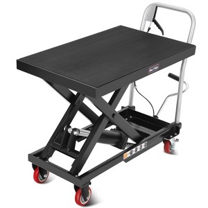 Hydraulic Lift Table Cart, 1100 LBS Capacity Single Scissor, Lifting Table Cart with 4 Wheels and Non-Slip Pad for Material Handling, Black - 1 of 4