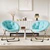 Saucer Chair, Comfy Chair Faux Fur Lounge Moon Chair with Folding Metal Frame, Flower Accent Seat - 3 of 4