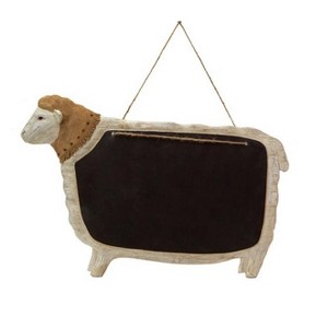 Melrose Country Rustic Cream and Beige Hanging Sheep with Chalkboard 14.5" - 1 of 1
