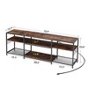 VECELO TV Stand with Power Outlets, Industrial Entertainment Center with 3-Tier Open Storage Shelves, 63 Inch - 3 of 4