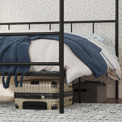 Marion Black Metal Queen Canopy Platform Bed with Headboard