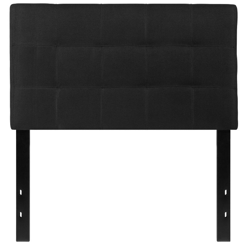 Emma and Oliver Quilted Tufted Upholstered Twin Size Headboard in Black Fabric, 1 of 11