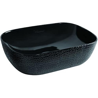 ALFI Isabella Plus Collection Rectangular Above Mount Basin with an Embossed Exterior, Smooth Interior, and Center Drain