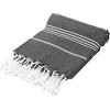 HomeRoots 39" X 71" White and Black Cotton Turkish Towel Throw Blanket with Tassels - 4 of 4