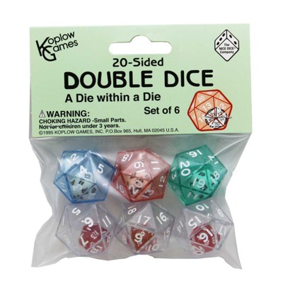 Koplow Games 20-Sided Double Dice, Set of 6, 3 Packs
