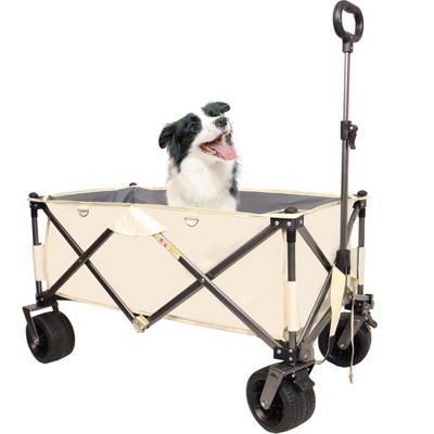 Anybear Heavy Duty Folding Wagon Cart Big Wheels 230lbs Garden Cart