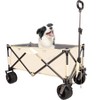 KTMBDW Folding Wagon, Heavy Duty Utility Beach Wagon Cart for Sand with Big Wheels, Adjustable Handle&Drink Holders for Shopping, Camping,Garden,Beige - 2 of 4