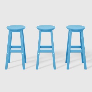 WestinTrends Malibu 29" All Weather Hdpe Outdoor Patio Round Backless Bar Stool (Set of 3) - 1 of 4