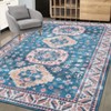 Washable Non Slip Low Pile Area Rug for Living Room Vintage Floral Indoor Carpet Stain Resistant Foldable Floor Cover - 2 of 4