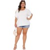 Agnes Orinda Women's Round Neck Cold Shoulder Short Sleeve Summer Casual Blouse - 3 of 4