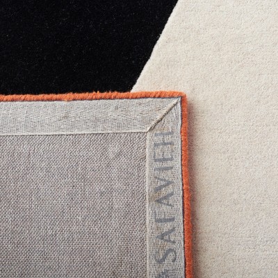 Ivory and Rust Hand-Tufted Wool Abstract 6' x 9' Area Rug