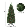 Costway 4.5Ft\6.5Ft\7.5Ft Pre-lit Hinged Pencil Christmas Tree w/Pine Cones Red Berries & 150\250\350 Lights - 2 of 4