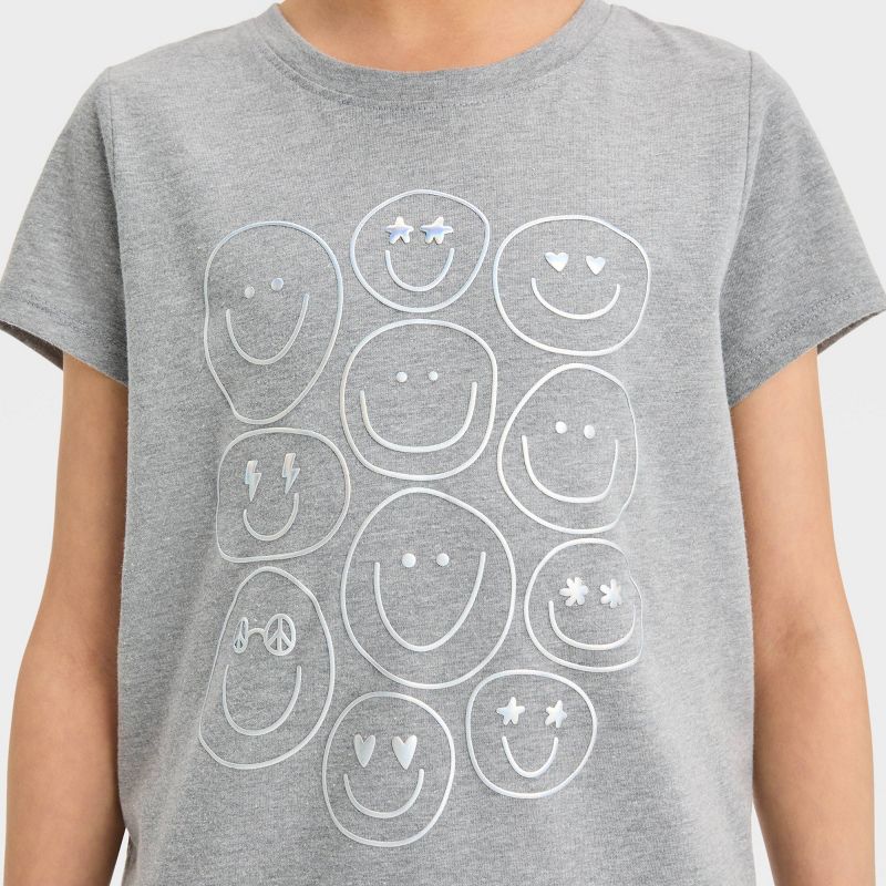 Girls' Short Sleeve 'Smiles' Graphic T-Shirt - Cat & Jack™ Gray, 3 of 5