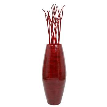 Uniquewise Bamboo Cylinder Shaped Floor Vase - Handcrafted Tall Decorative Vase - Ideal for Dining Room, Living Room, and Entryway