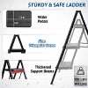 Itopfox 3 Step Folding Ladder, Sturdy 330 Lbs Capacity, Anti-Slip Wide Pedals, Multi-Use Kitchen Step Stool for Home Compact & Portable Design, Black - 3 of 4