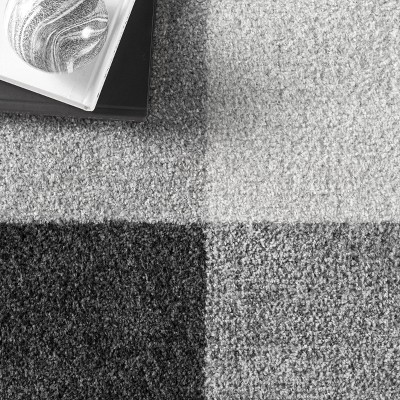 Gray Buffalo Plaid Reversible Synthetic Area Rug