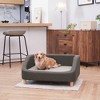 Teamson Pets Bennett 32 Inch Raised Heathered Linen Sofa Dog Daybed with Removable Cushion and Washable Cover for Cats & Small or Medium Dogs, Gray - 4 of 4