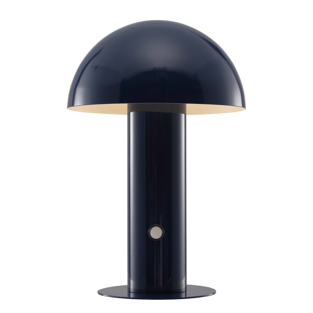 JONATHAN Y Boletus 10.75"" Bohemian Rechargeable/Cordless Iron Integrated Mushroom Table Lamp Navy: Touch Sensor, 3-Way Dimmable -  88380354