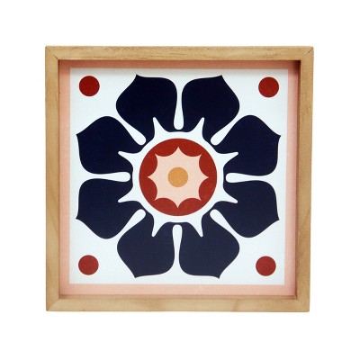 VIP Wood 9.5 in. White Textile Pattern Art Print Frame