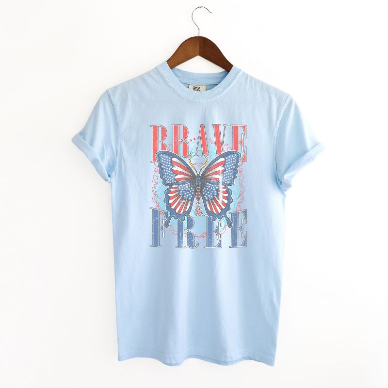 Simply Sage Market Women's Brave Butterfly Short Sleeve Garment Dyed Tee, 1 of 4