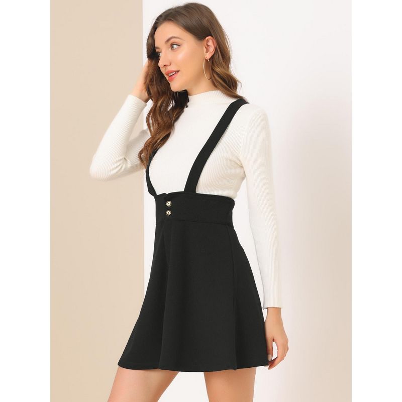 Allegra K Women's Casual Overall Dress Strap Button Front Suspender Skirt, 4 of 7