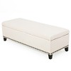 Storage Ottoman Bench, Upholstered Storage Bench With Rivet Base, Brass Nail Head Finish Upholstered Storage Bench - 3 of 4