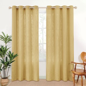 Awesome Home  Linen Blend Privacy and Light Filtering Texture Grommet Pair(2 Panels) - 1 of 4