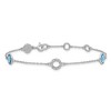 Black Bow Jewelry Blue Topaz and Diamond Adj. Station Bracelet in Rhodium Plated Silver - 3 of 4