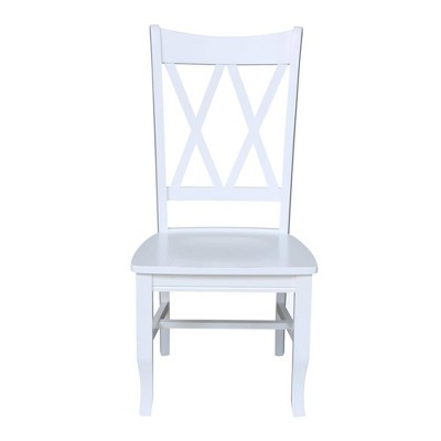 White High Cross Back Wood Side Chair Set