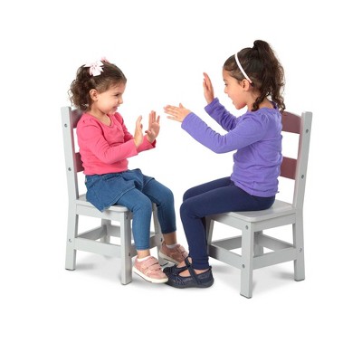 Modern Cool Gray Solid Wood Kids Chair Pair