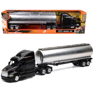 Peterbilt 387 Truck Black with Tanker Trailer Silver "Long Haul Truckers" Series 1/43 Diecast Model by New Ray - 1 of 4
