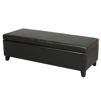 York Bonded Leather Storage Ottoman Bench - Christopher Knight Home