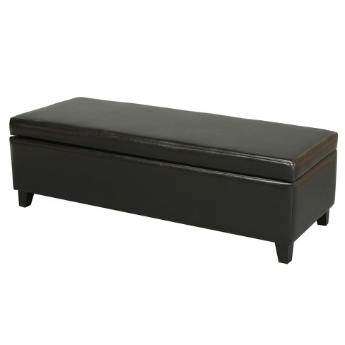 Black leather ottoman store target