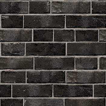 Tempaper Brick Self-Adhesive Removable Wallpaper Black