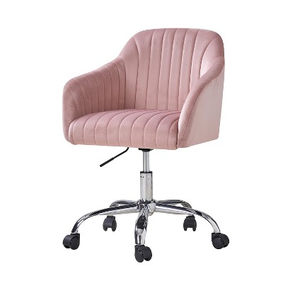 Patrick Velvet Channel Tufted Task Chair with Chrome-Plated Metal Base | HULALA HOME