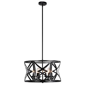 Chloe Lighting Alina Farmhouse 5 Light Matt Black Finish Ceiling Pendant 21" Wide - 1 of 4