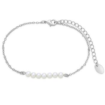 SHINE by Sterling Forever Silver Tone Delicate Pearl Bracelet