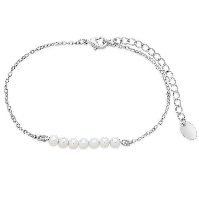 SHINE by Sterling Forever Silver Tone Delicate Pearl Bracelet, 1 of 7