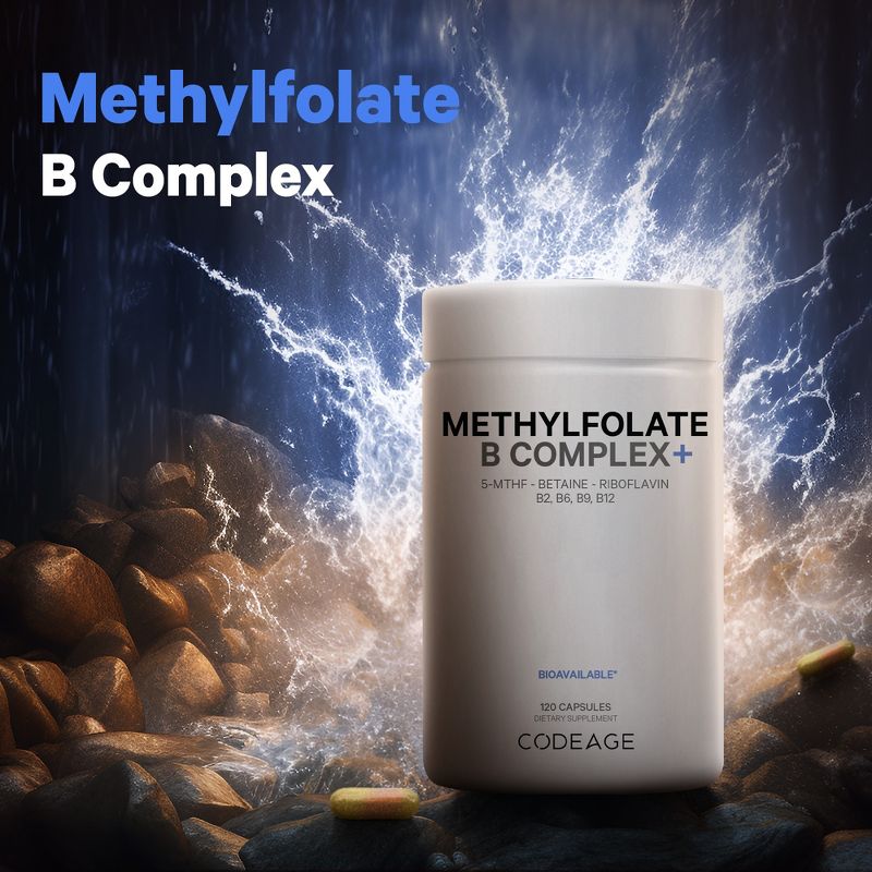 Codeage Methylfolate B Complex, Methylated Folate, Betaine, Riboflavin, Vitamin B6 & Vitamin B12 Supplement - 120ct, 3 of 11