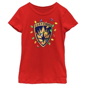 Girl's Guardians of the Galaxy Holiday Special Christmas Lights Badge T-Shirt - 1 of 4