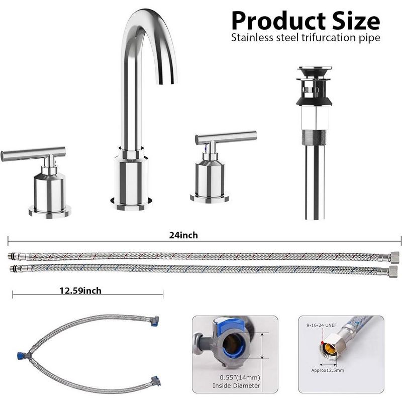 Whizmax Bathroom Faucet, Bathroom Sink Faucet, 8 Inch Bathroom Faucet for Sink 3 Hole with Stainless Steel Pop-up Drain for Your Bathroom, 2 of 7