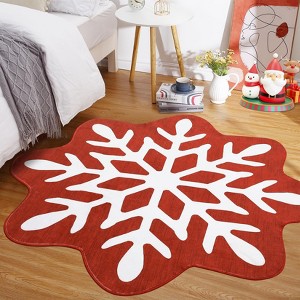 Christmas Rug for Snowflake Carpet Xmas Holiday Accent Indoor Rugs Non Slip Bedroom Rug Non Shedding Snow Floor Mats - 1 of 4