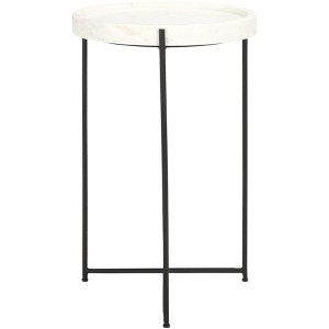 Bavaria Marble Side Table - ACC3729A - White/Black - Safavieh - 1 of 4