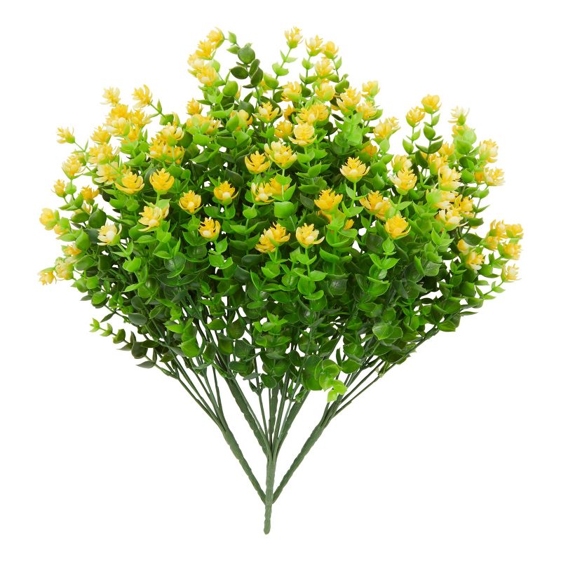 Bright Creations 6 Bundles Yellow Artificial Flowers with 2 Cone Vases, Faux Fake Plant for Cemetery, Outdoor Decor (8.6 x 13 In), 5 of 8