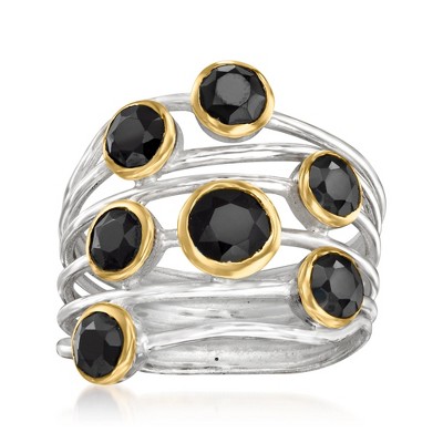 Ross-Simons Black Onyx Highway Ring in 2-Tone Sterling Silver