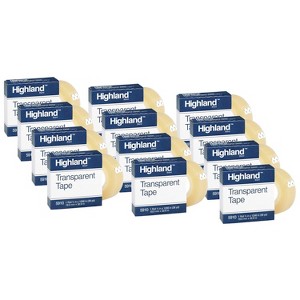 Highland Transparent Tape, 3/4" x 1296", 1" Core, Clear, 12 Rolls - 1 of 2